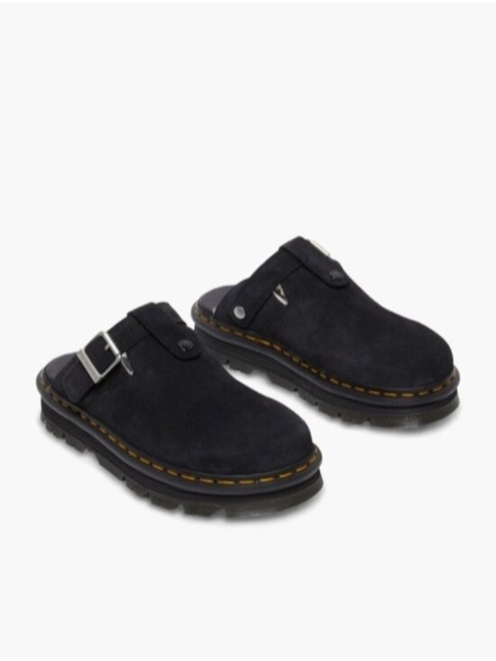 Dr. Martens Zebzag Suede Fleece-Lined Platform Mules.
